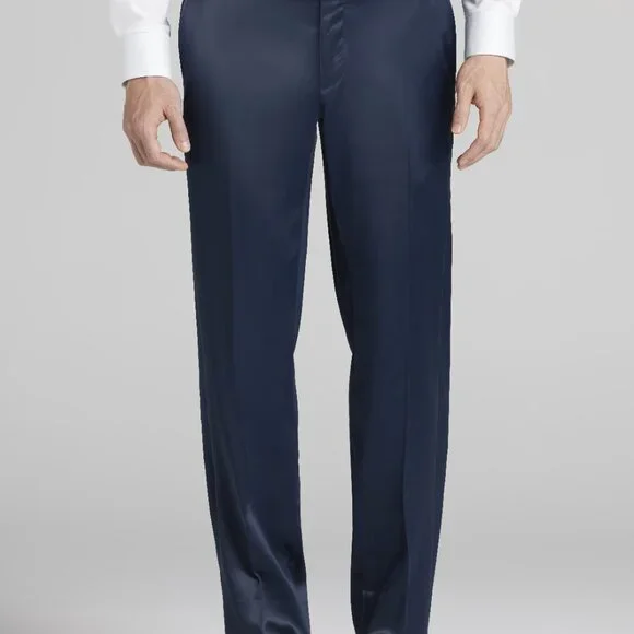 NEW Egara Skinny Fit Shiny NAVY FULL Suit JACKET AND PANTS 40L 33X34